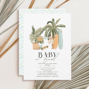 Invitation Bébé à bord Palm Tree Surfboard Baby shower