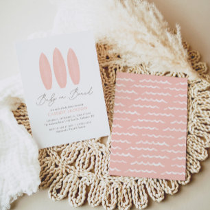 Invitation Bébé à bord Pink Surfboard Baby shower fille