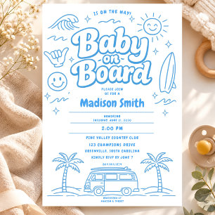 Invitation Bébé à bord Plage Surf Bébé Shower Été Rétro