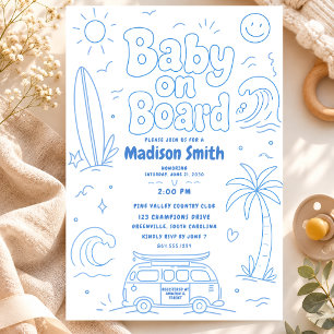 Invitation Bébé à bord Plage Surf Bébé Shower Été Rétro