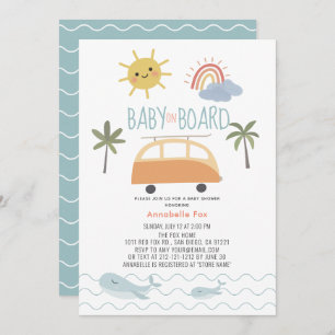 Invitation Bébé à bord Sunshine Rainbow Van Baby shower