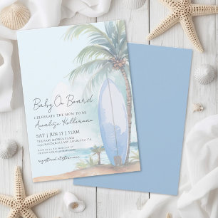 Invitation Bébé à bord sur planche de surf Fête prénatale sur
