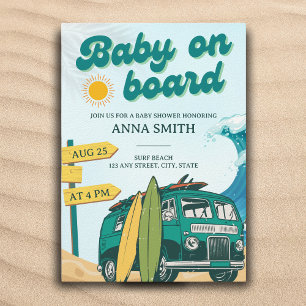 Invitation Bébé à bord Surf Beach Baby shower