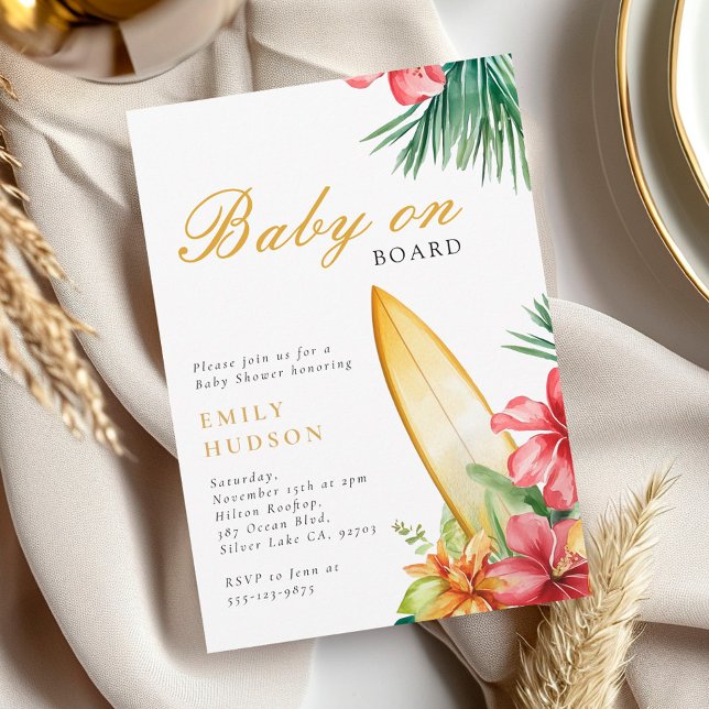 Invitation Bébé À Bord Surf Beach Baby shower (Créateur téléchargé)