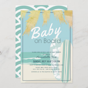 Invitation Bébé à bord Surf de plage garçon Baby shower virtu