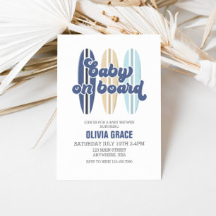 Invitation Bébé à bord Surfboard Baby shower de plage