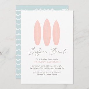 Invitation Bébé à bord Surfboard Girl Baby shower