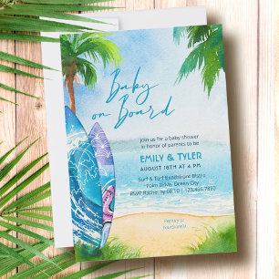 Invitation Bébé à bord Surfboard Ocean Beach Baby shower