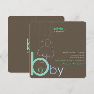 Invitation Bébé "a" dans le Baby shower Bleu Bleu Bleu Bébé