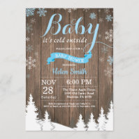 Bébé à l'extérieur du Baby shower d'hiver rustique