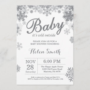 Invitation Bébé à l'extérieur du Baby shower gris d'hiver
