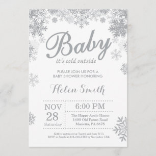 Invitation Bébé à l'extérieur du Baby shower gris d'hiver