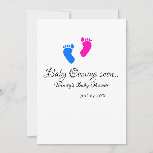 Invitation Bébé à venir bientôt baby shower bleu rose bébé pi (Devant)