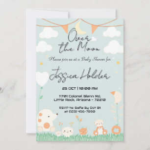Invitation Bébé adorable Animaux sous le Baby shower clair de