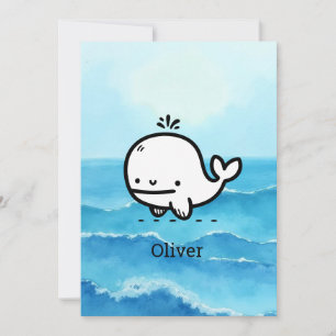 Invitation Bébé adorable baleine - Kawaii Sea Creature Line A