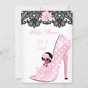 Invitation Bébé adorable chaussure bébé fille rose lace AM