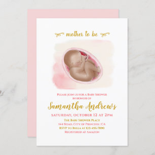 Invitation Bébé adorable dans le Baby shower de dessin Womb