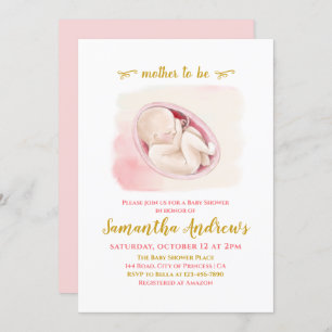 Invitation Bébé adorable dans le Baby shower de dessin Womb I