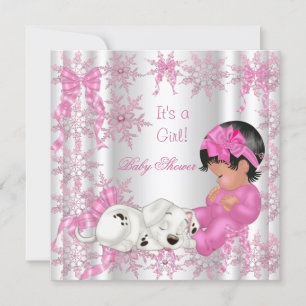 Invitation Bébé adorable Fille de douche Mignonnes Flocons de