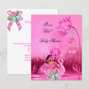 Invitation Bébé adorable Fille Fête de naissance Bébé Rose Ch