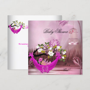 Invitation Bébé adorable Fille Hammock Rose Chaud Magica