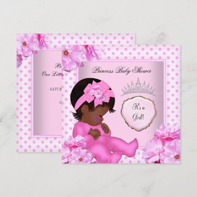 Invitation Bébé Afro-Américain Fille Douce Baby Shower (Devant / Derrière)