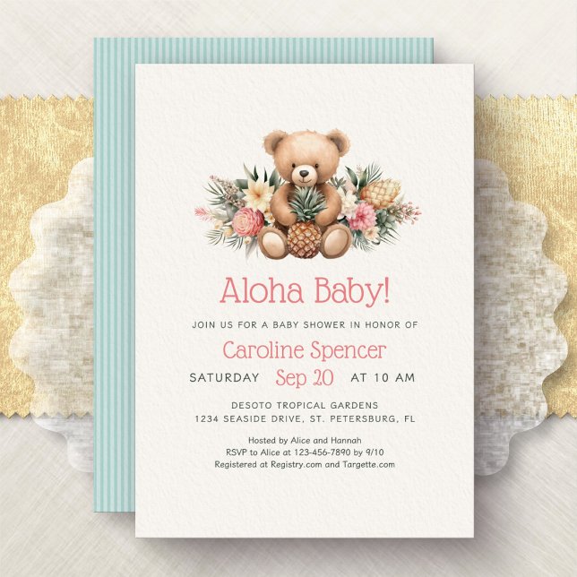 Invitation Bébé Aloha Pluie Tropicale (Créateur téléchargé)