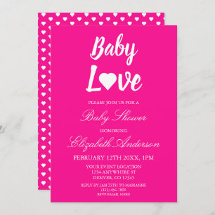 Invitation Bébé Amour Coeur Baby shower fille