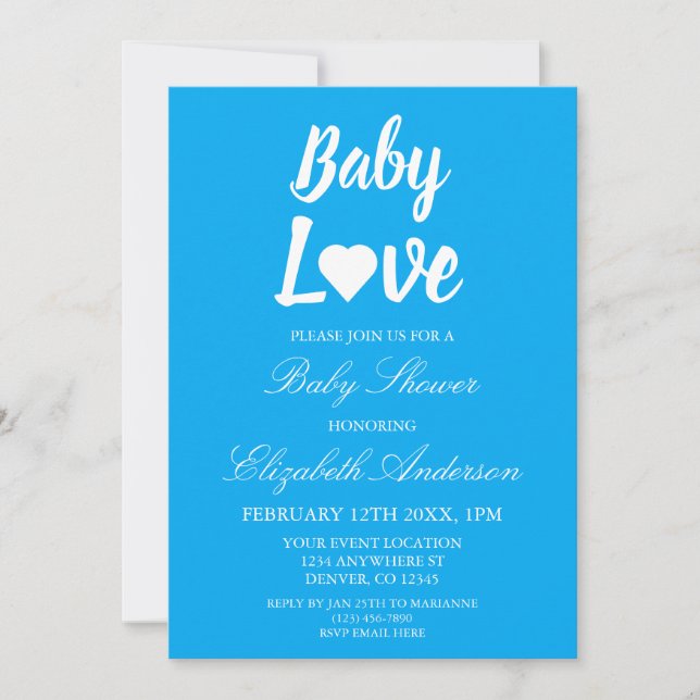 Invitation Bébé Amour Coeur Baby shower garçon (Devant)