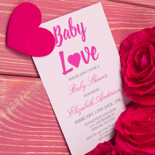 Invitation Bébé Amour Cœur Fille Baby Shower