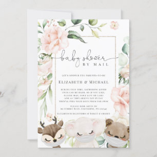 Invitation Bébé Animal Flush Flowers Baby shower Par Courrier