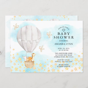 Invitation Bébé Animaux à air chaud Baby shower neutre