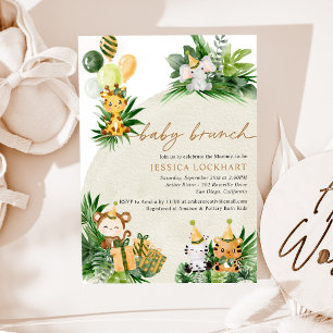 Invitation Bébé Animaux Amusants Jungle Safari Party Bébé Bru