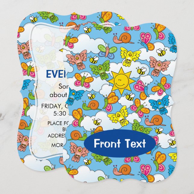 Invitation Bébé Animaux Arrière - plan (Devant / Derrière)