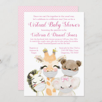 Invitation Bébé Animaux avec Masques Conduire par Baby shower