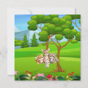 Invitation Bébé Animaux de la Forêt Bavoir — Jolis Amis de la