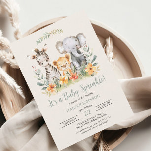 Invitation Bébé Animaux Jungle Safari Zoo Baby shower