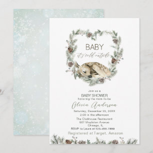 Invitation Bébé aquarelle il fait froid dehors Baby Shower