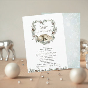 Invitation Bébé aquarelle il fait froid dehors Baby Shower