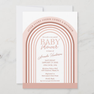Invitation Bébé Arc-en-ciel Fille Teint Rose   Baby Shower