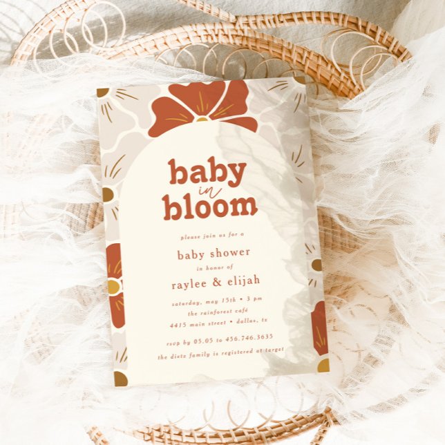 Invitation Bébé Arc Floral Super rétro en Fleur | Boho (Créateur téléchargé)