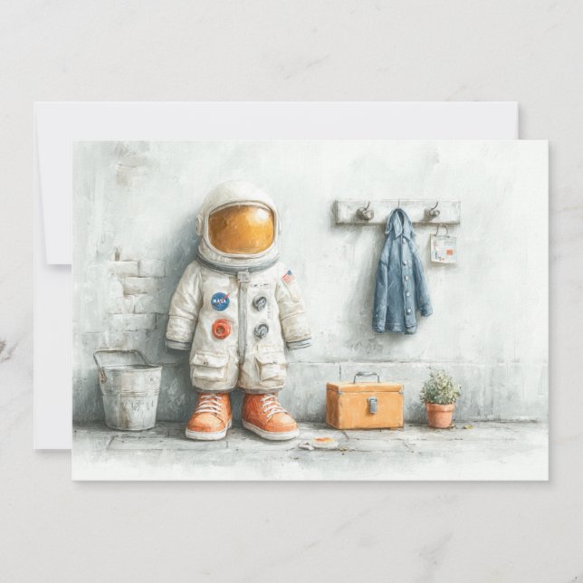 Invitation Bébé astronaute 1er anniversaire fête (Devant)