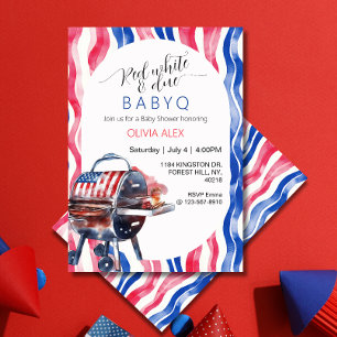 Invitation Bébé attendu pour le 4 juillet, BBQ bébé Shower