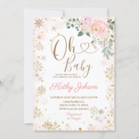 Bébé Baby shower floral rose Flocon de neige