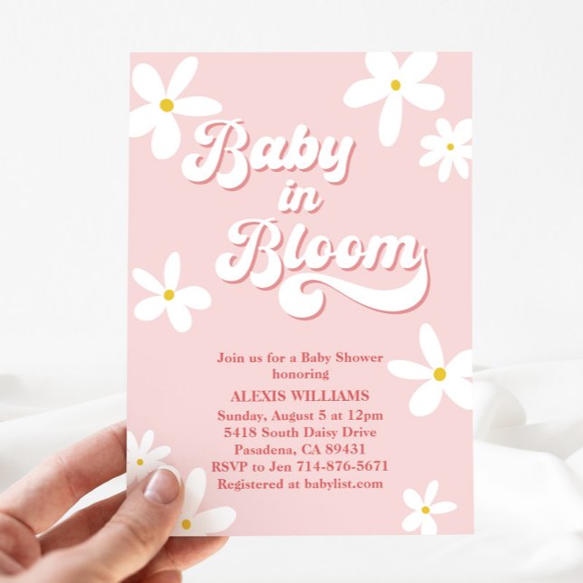 Invitation Bébé Baby shower Retro Daisy En Fleur (Créateur téléchargé)
