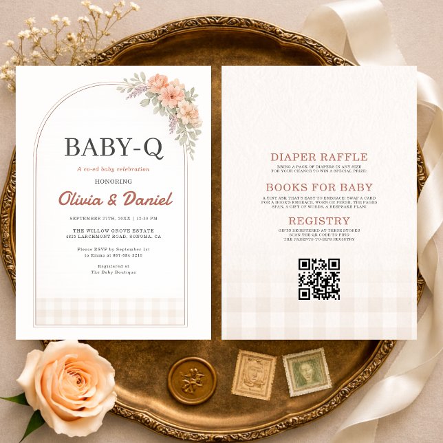 Invitation bébé BabyQ BBQ Gingham pour Baby Shower (Créateur téléchargé)