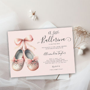 Invitation Bébé Ballerina Chaussures Pink Bow Sweet Girl Douc