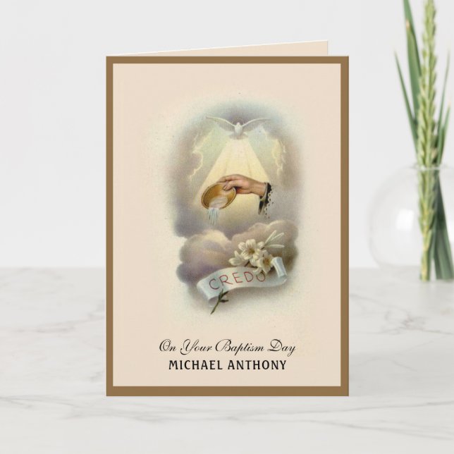 Invitation Bébé baptême sacrement religieux vintage  (Devant)