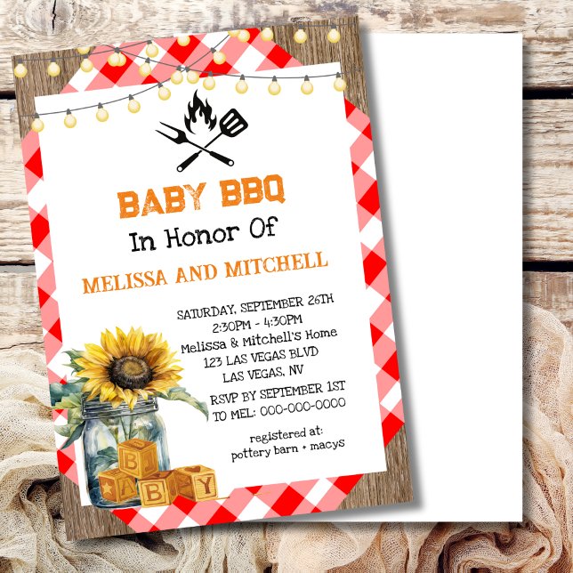 Invitation Bébé BBQ Couples Baby shower thème (Créateur téléchargé)