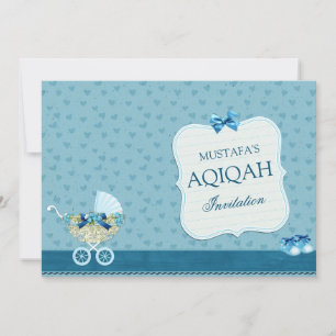 Invitation Bébé Bébé de la poule bleue Aqiqah
